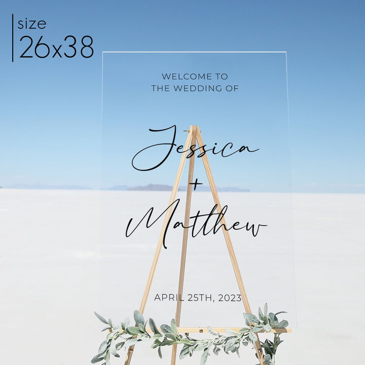 Clear Acrylic Welcome Sign | Vertical Olivia