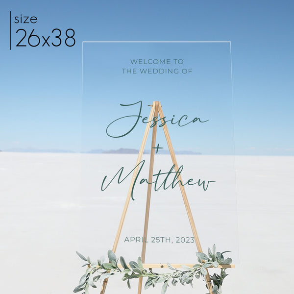 Clear Acrylic Welcome Sign | Vertical Olivia
