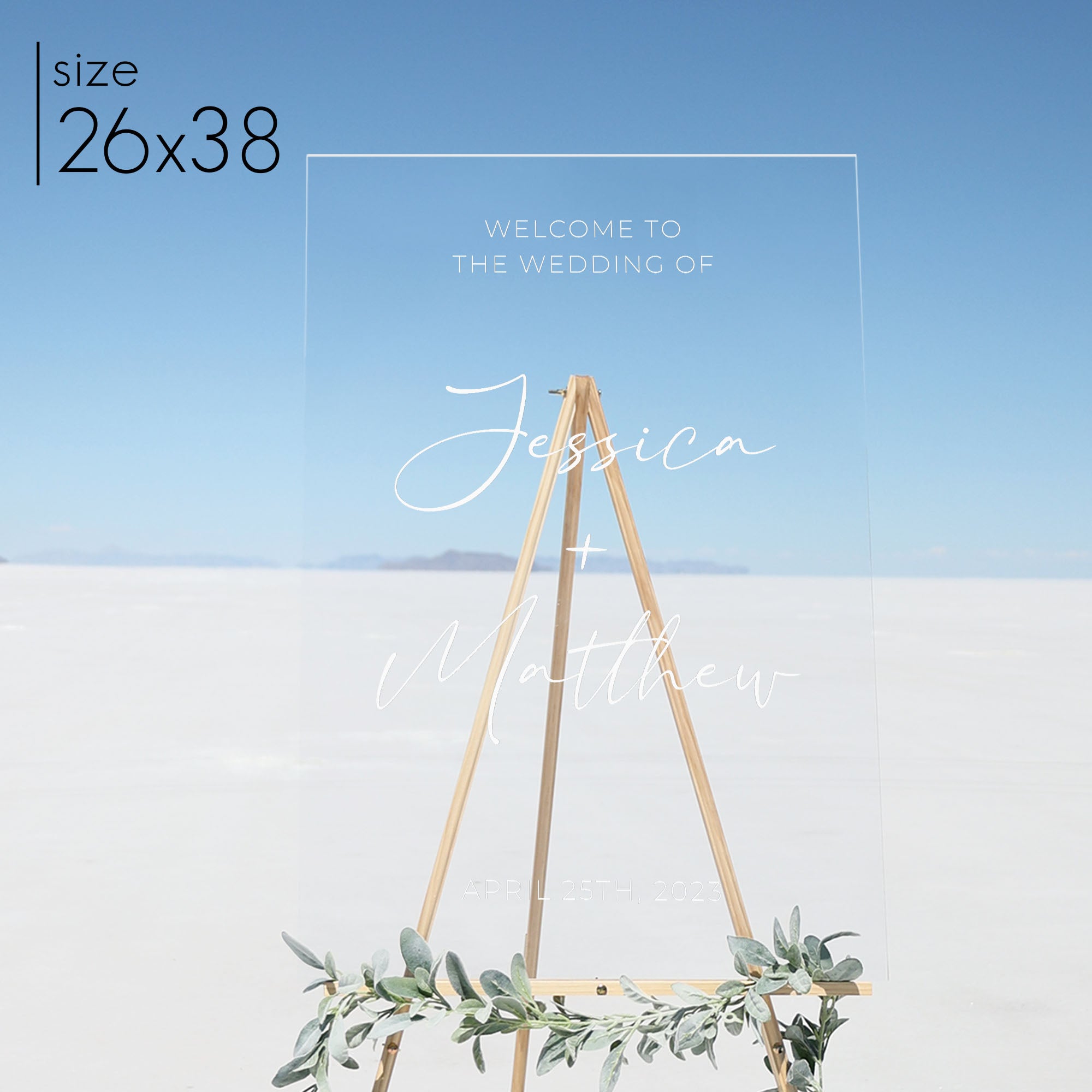 Clear Acrylic Welcome Sign | Vertical Olivia